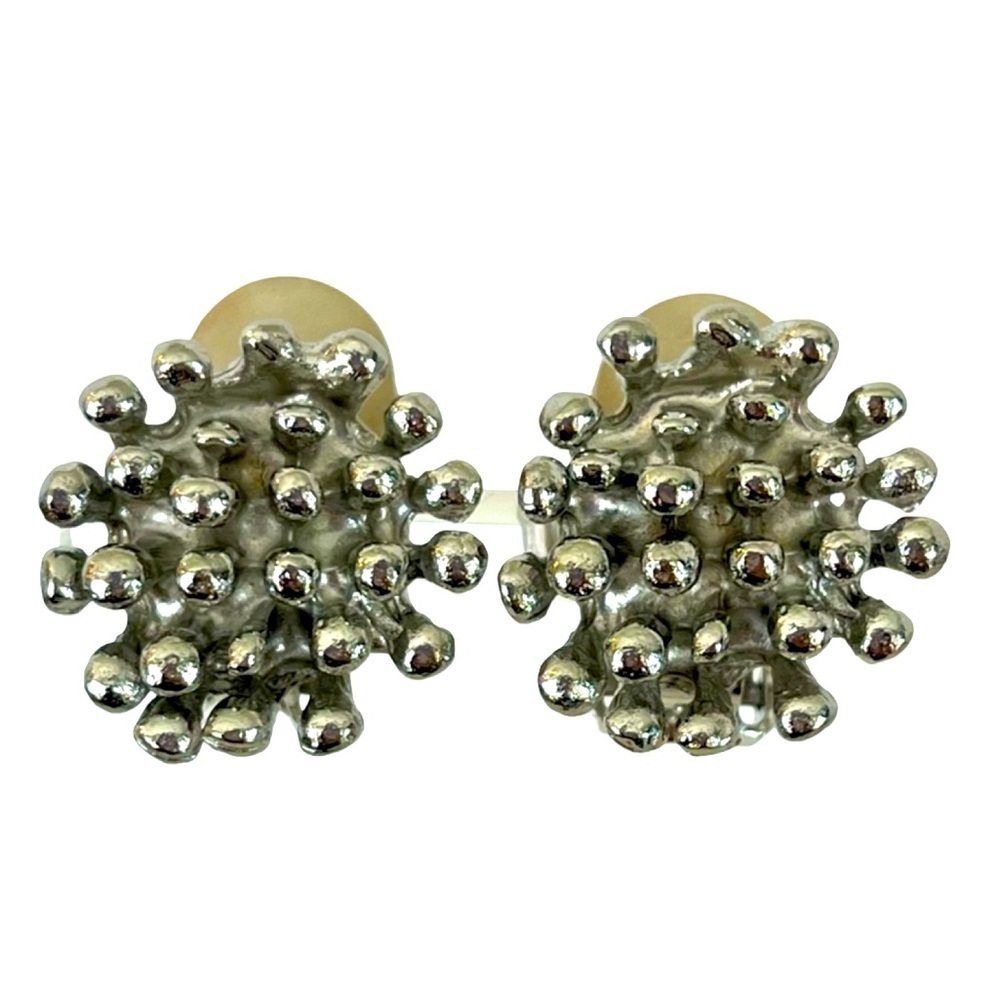 Vintage Sputnik Silver Clip On Earrings